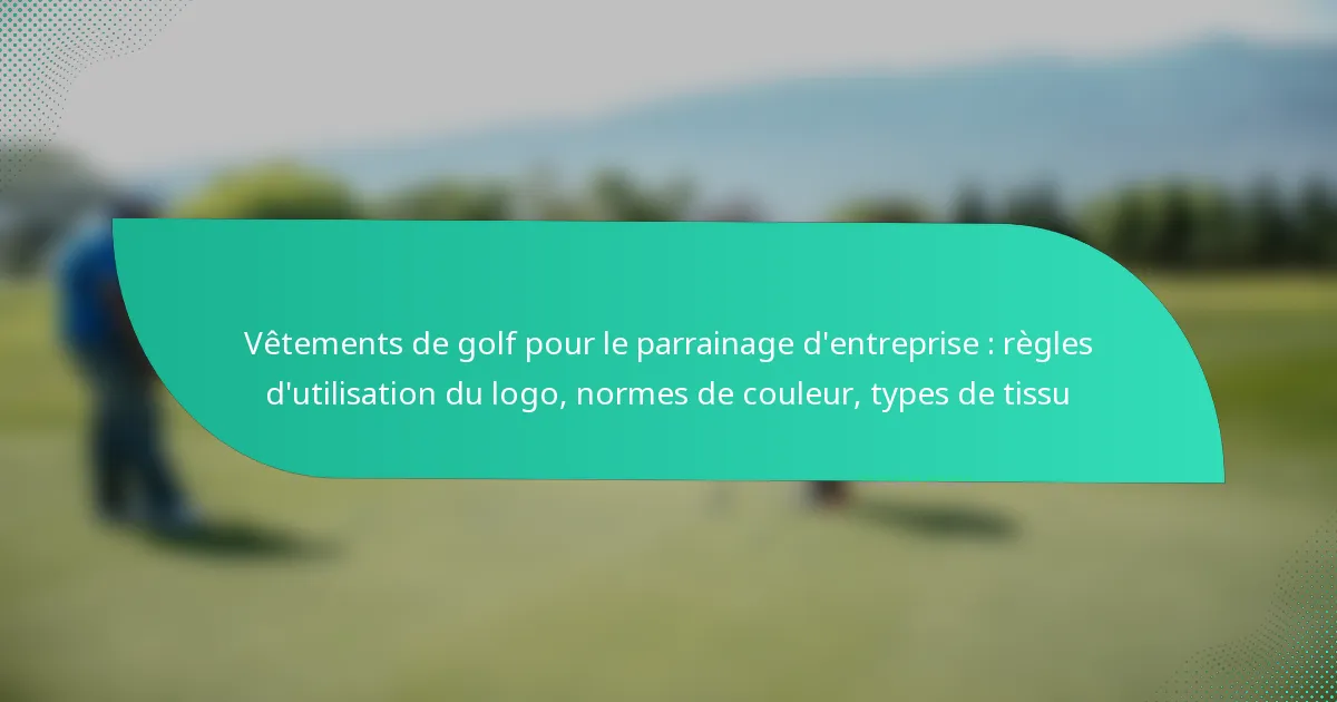 Vêtements de golf pour le parrainage d’entreprise : règles d’utilisation du logo, normes de couleur, types de tissu