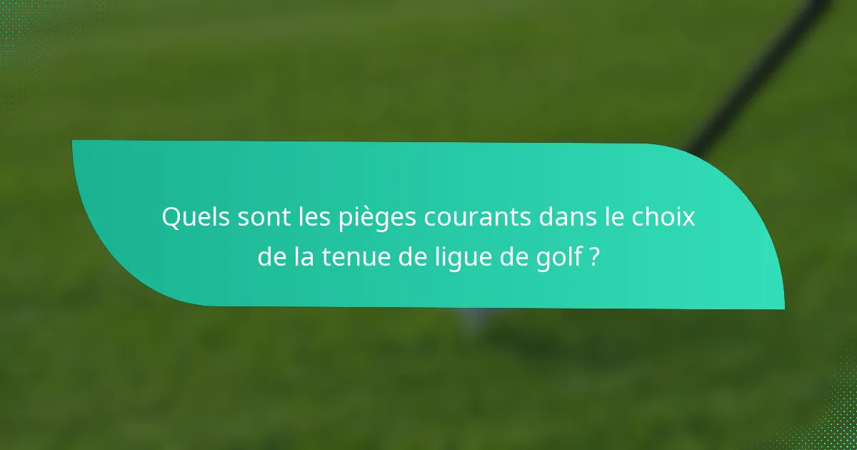 Quels sont les pièges courants dans le choix de la tenue de ligue de golf ?